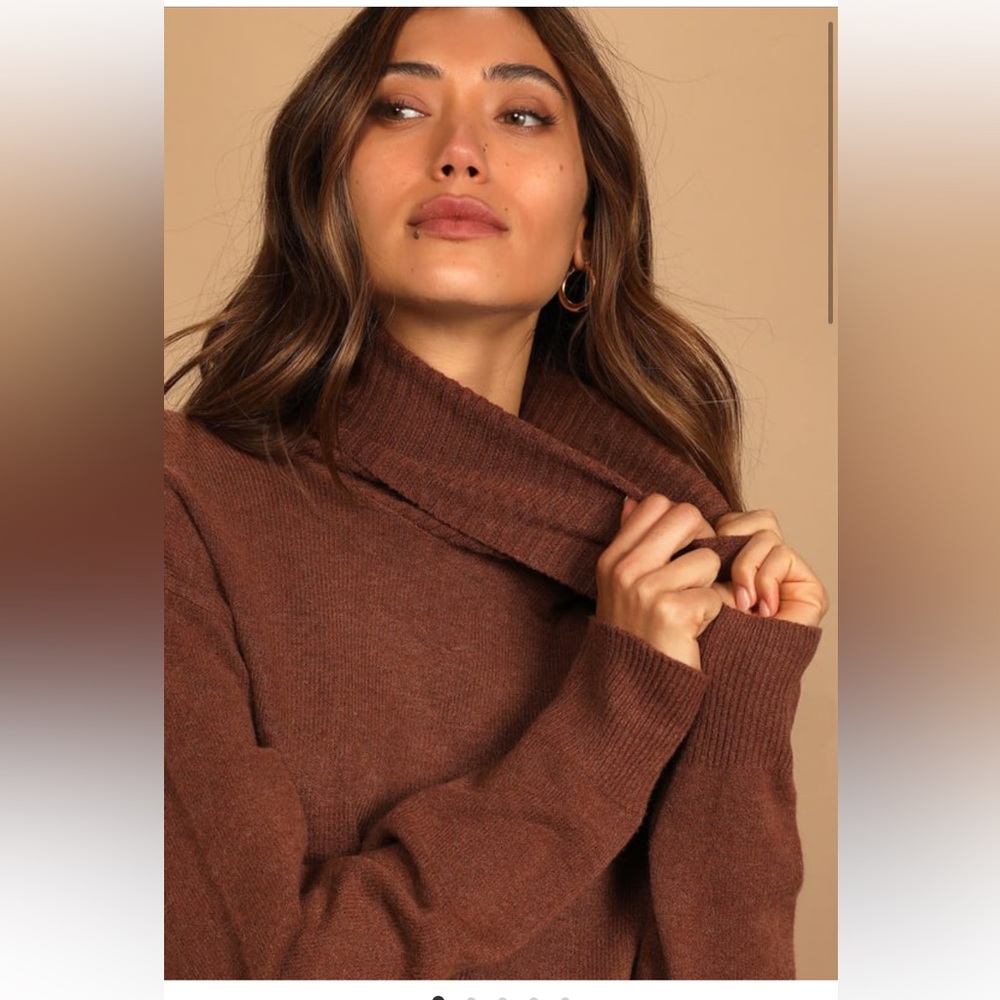 Amazing Memories Brown Cowl Neck Sweater - Picture 2 of 8